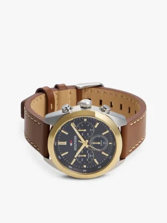 40 mm kronografklokke med lærrem