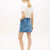 Allover Crest høyt liv denim miniskjørt