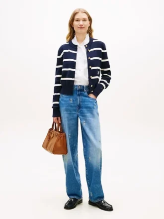 Allover Crest Mid-Rise Barrel Jeans