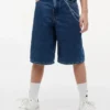 Baggy denimshorts med graffititrykk for barn