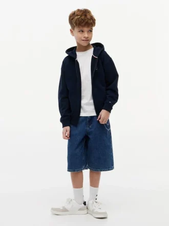 Baggy denimshorts med graffititrykk for barn