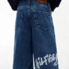 Baggy denimshorts med graffititrykk for barn