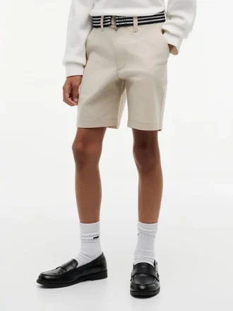 Baggy stretch-chino-shorts med belte for barn