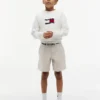 Baggy stretch-chino-shorts med belte for barn