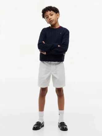 Baggy stretch-chino-shorts med belte for barn