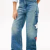 Barneskinne Jeans med høy midje og vid ben