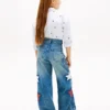 Barneskinne Jeans med høy midje og vid ben