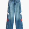 Barneskinne Jeans med høy midje og vid ben