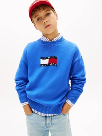 Barnesweater med bølget flagglogo