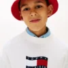 Barnesweater med bølget flagglogo