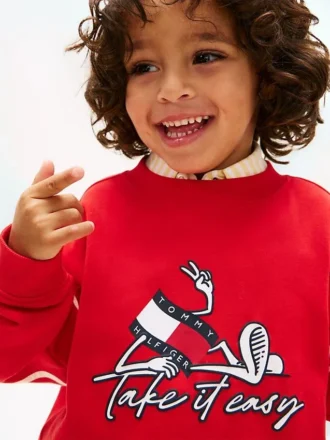 Barnesweatshirt med bølget flagg-grafikk
