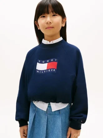 Barnesweatshirt med bølget flagglogo