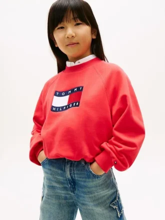 Barnesweatshirt med bølget flagglogo