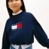 Barnesweatshirt med bølget flagglogo