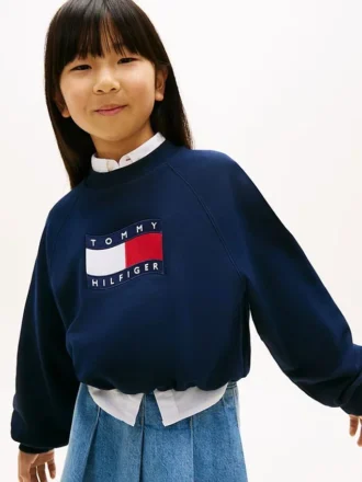 Barnesweatshirt med bølget flagglogo