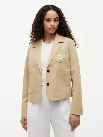 Blazer i stretch-twill med skriftmonogram