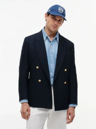 Blazer i strukturert bomulls- og ullblanding