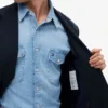 Blazer i strukturert bomulls- og ullblanding