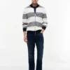Block Stripe Zip Cardigan