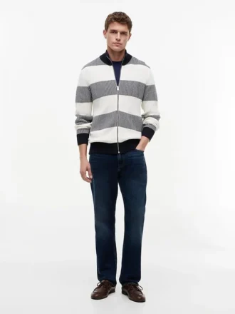 Block Stripe Zip Cardigan