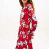 Blomstertrykt crepe-wrap-kjole