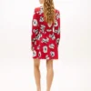 Blomstertrykt crepe-wrap-kjole
