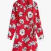 Blomstertrykt crepe-wrap-kjole