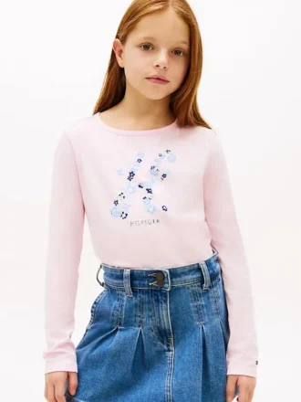 Blomstret monogram-T-skjorte for barn