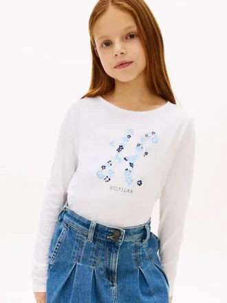 Blomstret monogram-T-skjorte for barn