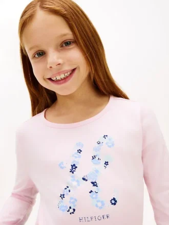 Blomstret monogram-T-skjorte for barn