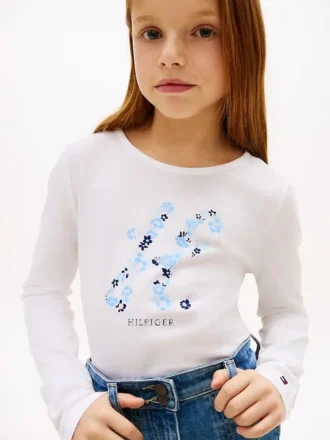 Blomstret monogram-T-skjorte for barn