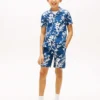 Blomstret shorts i lin-bomullsblanding for barn