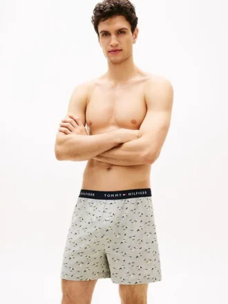 Boxershorts i strikk med trykk