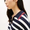 Breton Stripe Pointelle Sweater Polo