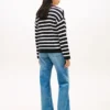 Breton Stripe Pointelle Sweater Polo