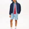 Børneshorts i denim med bølget flaggmønster