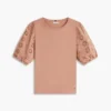 Broderte eyelets-top i blandet materiale
