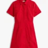 Broderte poplin-skjortekjole med hull