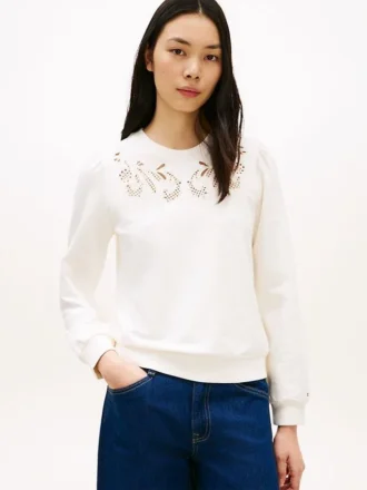 Broderte sweatshirt med hull