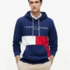 Broderte Tommy-logo Colorblock-hettegenser