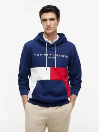 Broderte Tommy-logo Colorblock-hettegenser