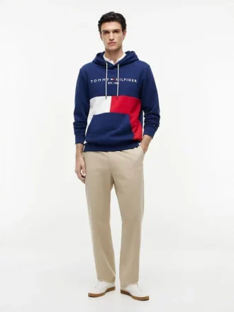 Broderte Tommy-logo Colorblock-hettegenser