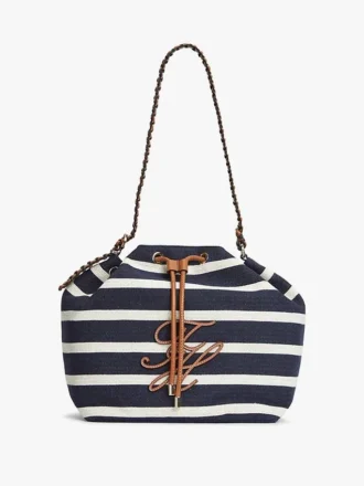 Bucketbag med monogram og bretonske striper