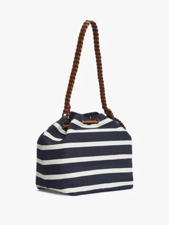 Bucketbag med monogram og bretonske striper