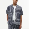 Camp-skjorte med klassisk passform og bandana-patchwork