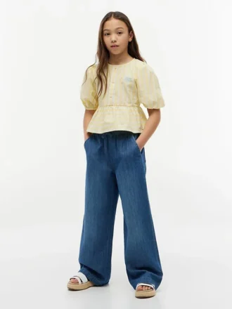 Chambray-bukser med vid benvidde for barn