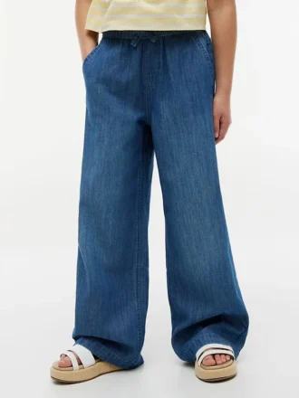 Chambray-bukser med vid benvidde for barn