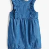 Chambray-shortall med volanger til babyer