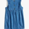 Chambray-shortall med volanger til babyer
