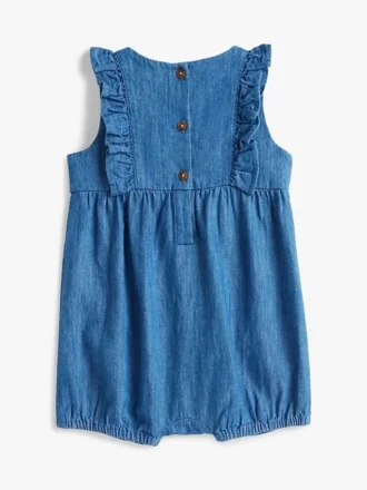 Chambray-shortall med volanger til babyer